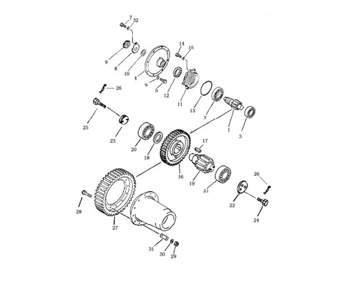 Shantui SD16 final drive gear structure diagram, what is the part number?